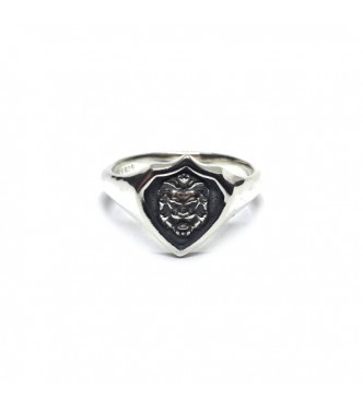 R002439 Genuine Sterling Silver Men Signet Ring Lion Solid Stamped 925 Handmade